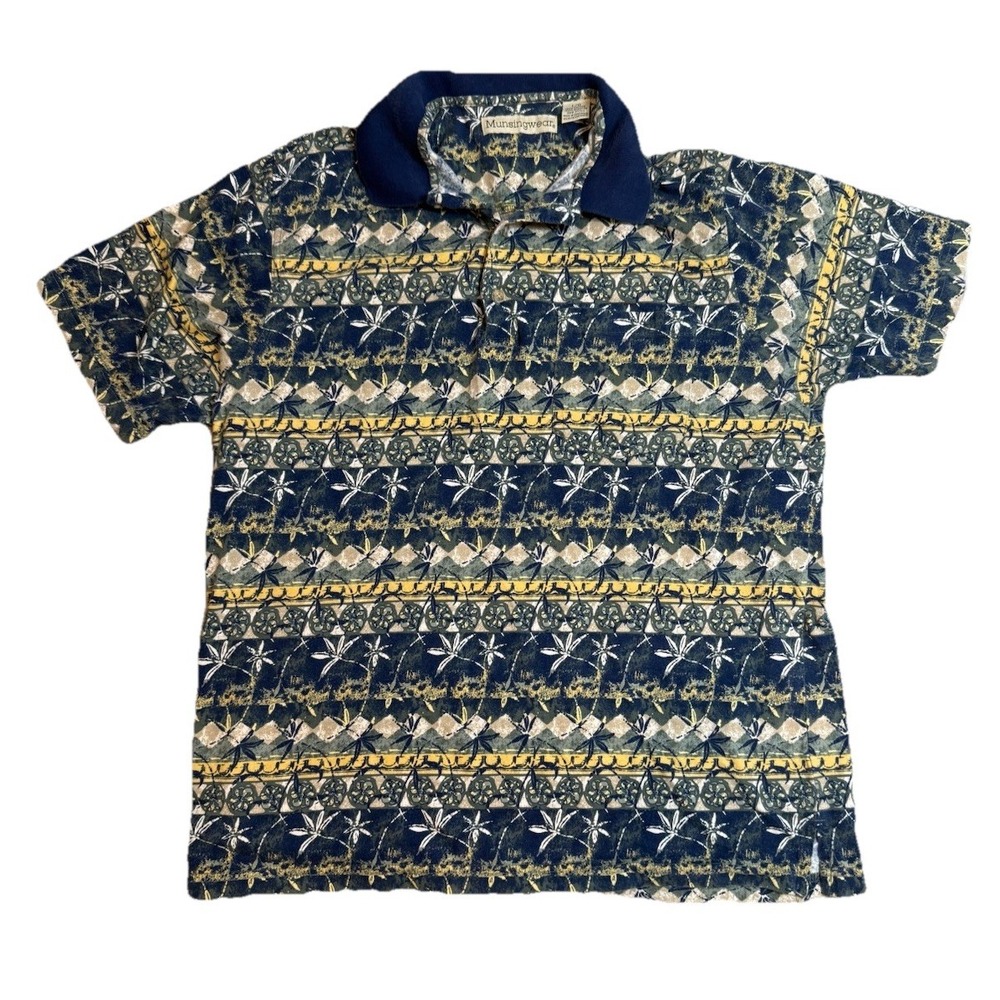 Men's‎ Vintage 90's 100% Cotton Munsingwear Large Short Sleeve Polo Multicolor
